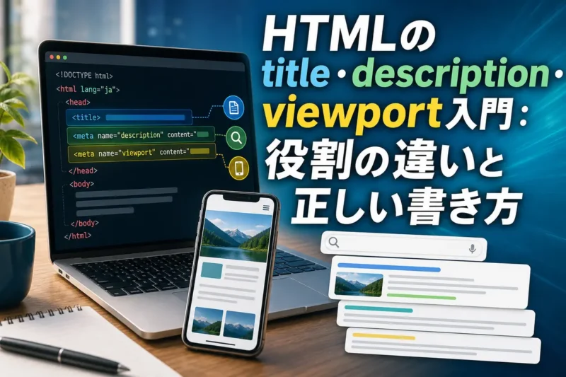 HTMLのページ情報とスマートフォン表示を確認するWeb開発画面。