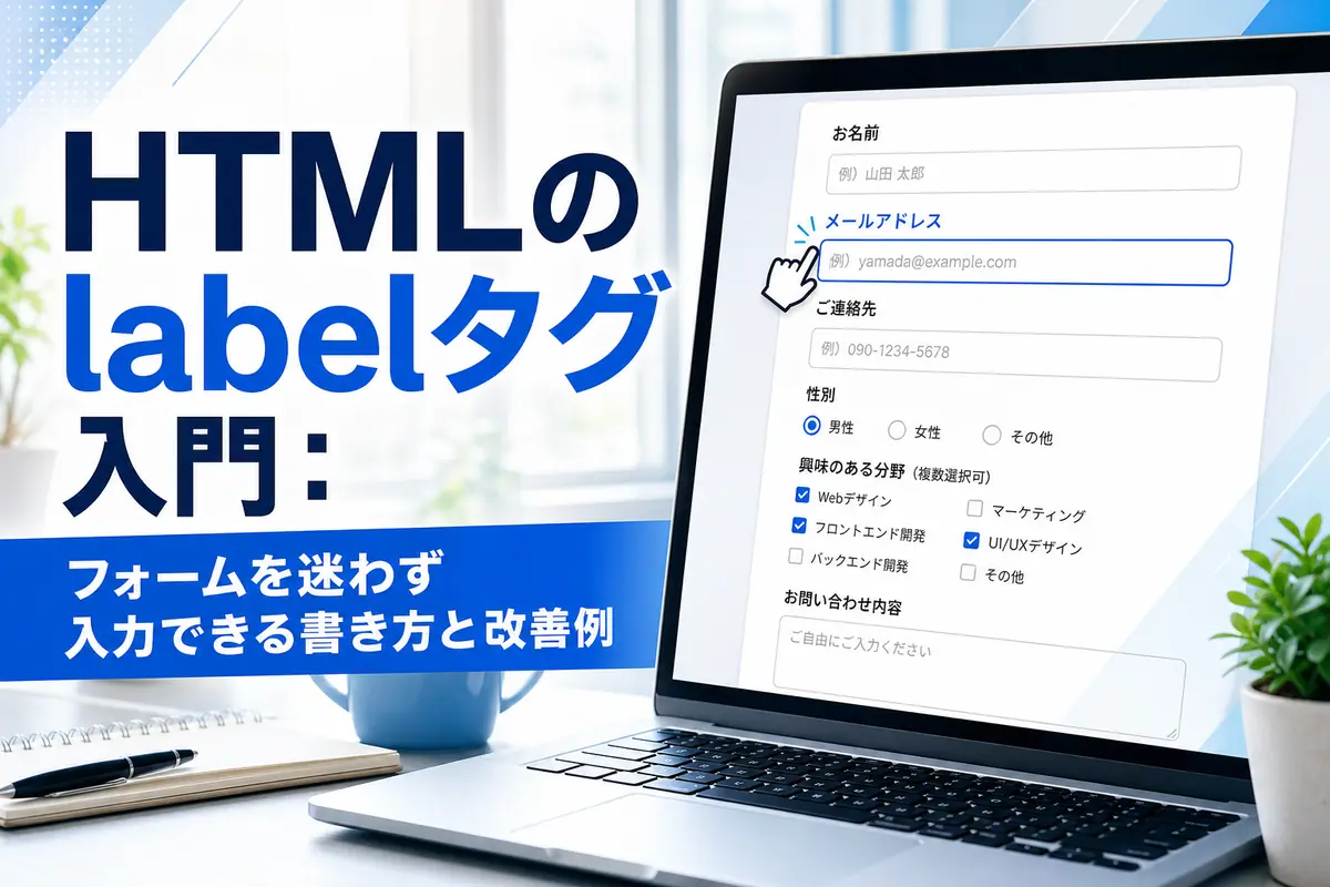 ラベル付きの入力欄や選択項目が並ぶWebフォームの画面。