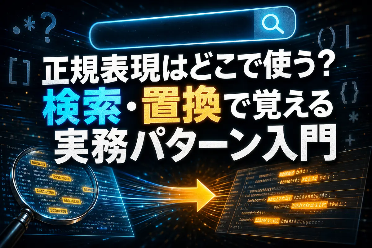 正規表現はどこで使う?検索・置換で覚える実務パターン入門