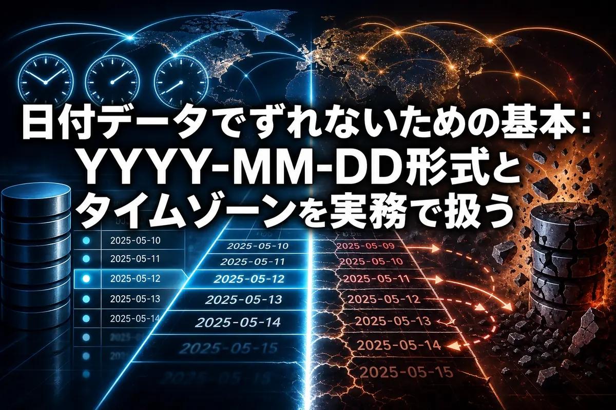 日付データでずれないための基本：YYYY-MM-DD形式とタイムゾーンを実務で扱う