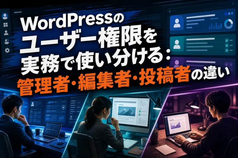 WordPressのユーザー権限を実務で使い分ける：管理者・編集者・投稿者の違い