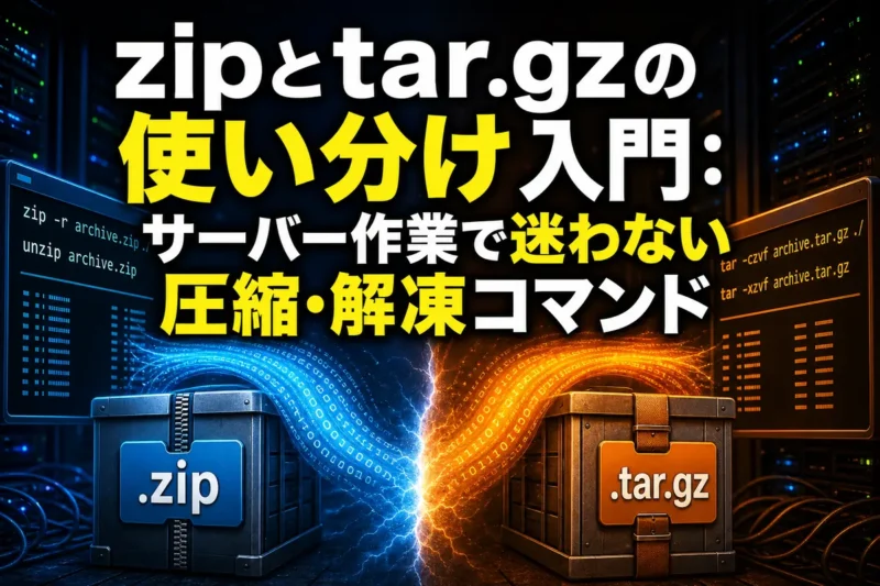 zipとtar.gzの使い分け入門：サーバー作業で迷わない圧縮・解凍コマンド